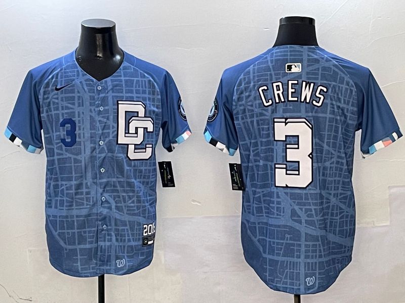 Men Washington Nationals #3 Crews Blue Joint Name Nike 2025 MLB Jersey style 3->washington nationals->MLB Jersey
